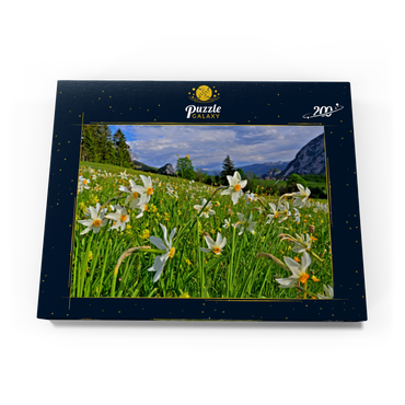 Darstellung des Puzzle Motivs Blühende Narzissenwiese, Tauplitz, Salzkammergut, Steiermark, Österreich 200 Puzzle Schachtel Ansicht3