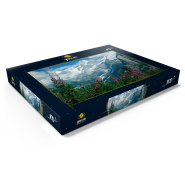 Darstellung des Puzzle Motivs Blick von Mürren auf Eiger, Mönch und Jungfrau, Kanton Bern, Schweiz 100 Puzzle Schachtel Ansicht1
