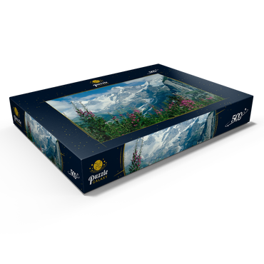 Darstellung des Puzzle Motivs Blick von Mürren auf Eiger, Mönch und Jungfrau, Kanton Bern, Schweiz 500 Puzzle Schachtel Ansicht1