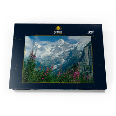 Darstellung des Puzzle Motivs Blick von Mürren auf Eiger, Mönch und Jungfrau, Kanton Bern, Schweiz 500 Puzzle Schachtel Ansicht3