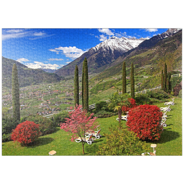 Darstellung des Puzzle Motivs puzzleplate Dorf Tirol, Provinz Bozen, Trentino-Südtirol, Italien 1000 Puzzle