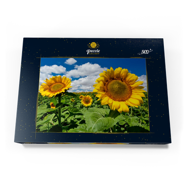 Darstellung des Puzzle Motivs Sonnenblumenfeld 500 Puzzle Schachtel Ansicht3