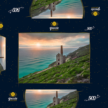 Darstellung des Puzzle Motivs Ehemalige Zinnmine, Wheal Coates Mine bei St Agnes, Nordküste, Cornwall 500 Puzzle Schachtel 3D Modell