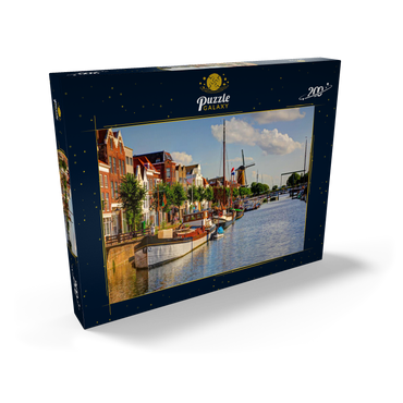 Darstellung des Puzzle Motivs Hafen im Stadtteil Delfshaven mit der Windmühle de Disteleerketel, Rotterdam 200 Puzzle Schachtel Ansicht2