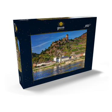 Darstellung des Puzzle Motivs Blick über den Rhein mit Burg Gutenfels in Kaub, Rheintal 1000 Puzzle Schachtel Ansicht2
