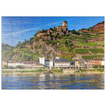 Darstellung des Puzzle Motivs puzzleplate Blick über den Rhein mit Burg Gutenfels in Kaub, Rheintal 100 Puzzle
