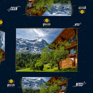 Darstellung des Puzzle Motivs Neue Seilbahn Eiger Express zum Eiger Gletscher (2320m) 1000 Puzzle Schachtel 3D Modell