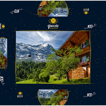 Darstellung des Puzzle Motivs Neue Seilbahn Eiger Express zum Eiger Gletscher (2320m) 100 Puzzle Schachtel 3D Modell