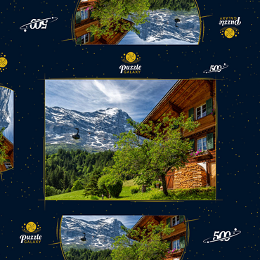 Darstellung des Puzzle Motivs Neue Seilbahn Eiger Express zum Eiger Gletscher (2320m) 500 Puzzle Schachtel 3D Modell