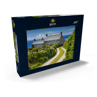 Darstellung des Puzzle Motivs Weg zu einem Farmhaus am Cape Cornwall, Penwith Peninsula, Cornwall 1000 Puzzle Schachtel Ansicht2