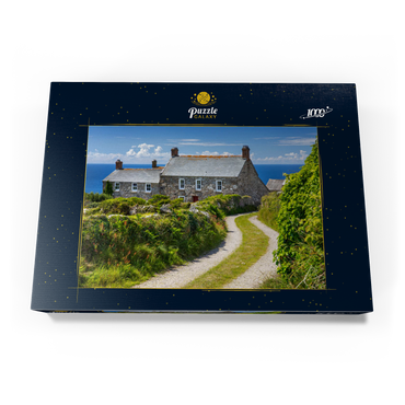 Darstellung des Puzzle Motivs Weg zu einem Farmhaus am Cape Cornwall, Penwith Peninsula, Cornwall 1000 Puzzle Schachtel Ansicht3