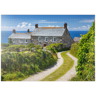 Darstellung des Puzzle Motivs puzzleplate Weg zu einem Farmhaus am Cape Cornwall, Penwith Peninsula, Cornwall 1000 Puzzle