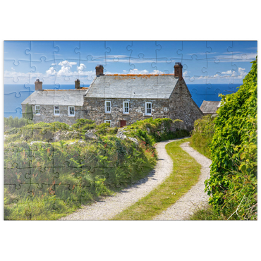 Darstellung des Puzzle Motivs puzzleplate Weg zu einem Farmhaus am Cape Cornwall, Penwith Peninsula, Cornwall 100 Puzzle