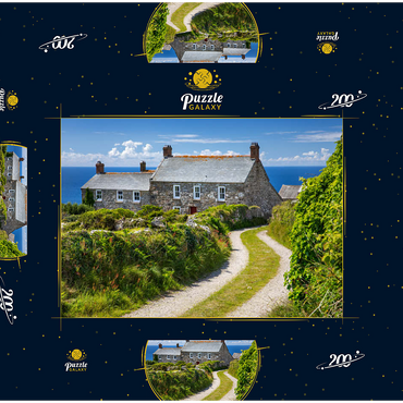 Darstellung des Puzzle Motivs Weg zu einem Farmhaus am Cape Cornwall, Penwith Peninsula, Cornwall 200 Puzzle Schachtel 3D Modell