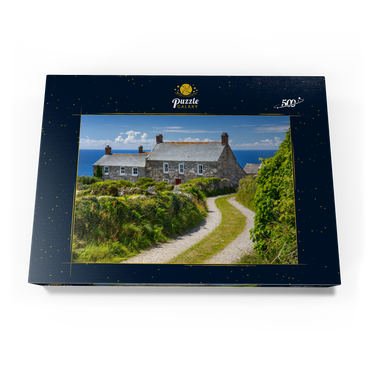 Darstellung des Puzzle Motivs Weg zu einem Farmhaus am Cape Cornwall, Penwith Peninsula, Cornwall 500 Puzzle Schachtel Ansicht3