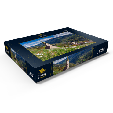 Darstellung des Puzzle Motivs Villanders gegen Klausen und Kloster Säben, Provinz Bozen, Trentino-Südtirol 1000 Puzzle Schachtel Ansicht1