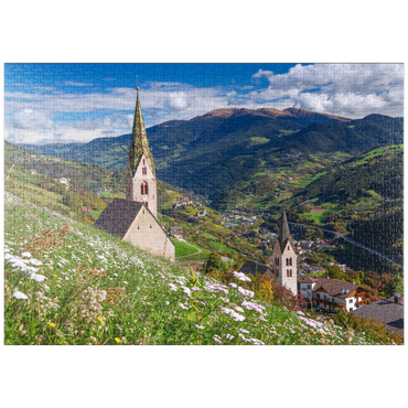 Darstellung des Puzzle Motivs puzzleplate Villanders gegen Klausen und Kloster Säben, Provinz Bozen, Trentino-Südtirol 1000 Puzzle
