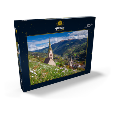 Darstellung des Puzzle Motivs Villanders gegen Klausen und Kloster Säben, Provinz Bozen, Trentino-Südtirol 100 Puzzle Schachtel Ansicht2