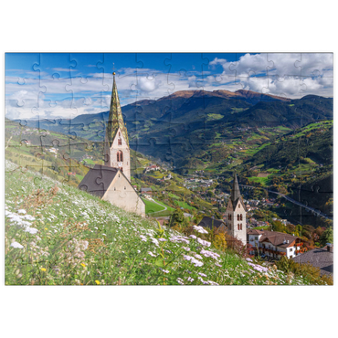 Darstellung des Puzzle Motivs puzzleplate Villanders gegen Klausen und Kloster Säben, Provinz Bozen, Trentino-Südtirol 100 Puzzle
