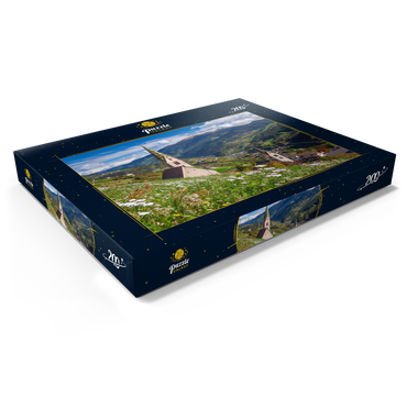 Darstellung des Puzzle Motivs Villanders gegen Klausen und Kloster Säben, Provinz Bozen, Trentino-Südtirol 200 Puzzle Schachtel Ansicht1