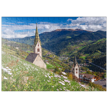 Darstellung des Puzzle Motivs puzzleplate Villanders gegen Klausen und Kloster Säben, Provinz Bozen, Trentino-Südtirol 200 Puzzle