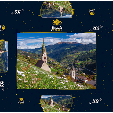 Darstellung des Puzzle Motivs Villanders gegen Klausen und Kloster Säben, Provinz Bozen, Trentino-Südtirol 200 Puzzle Schachtel 3D Modell