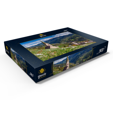 Darstellung des Puzzle Motivs Villanders gegen Klausen und Kloster Säben, Provinz Bozen, Trentino-Südtirol 500 Puzzle Schachtel Ansicht1