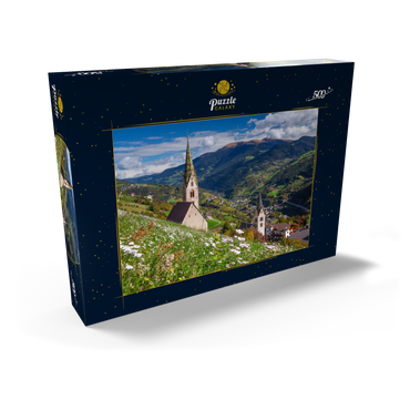 Darstellung des Puzzle Motivs Villanders gegen Klausen und Kloster Säben, Provinz Bozen, Trentino-Südtirol 500 Puzzle Schachtel Ansicht2
