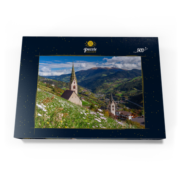 Darstellung des Puzzle Motivs Villanders gegen Klausen und Kloster Säben, Provinz Bozen, Trentino-Südtirol 500 Puzzle Schachtel Ansicht3