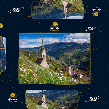 Darstellung des Puzzle Motivs Villanders gegen Klausen und Kloster Säben, Provinz Bozen, Trentino-Südtirol 500 Puzzle Schachtel 3D Modell