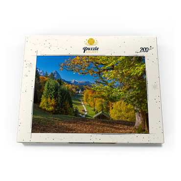 Darstellung des Puzzle Motivs Wamberg (996m), Kirche St. Anna (1721) gegen Daniel (2340m), Garmisch-Partenkirchen, Oberbayern 200 Puzzle Schachtel Ansicht3