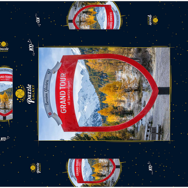 Darstellung des Puzzle Motivs Val Morteratsch mit Blick zu Bernina Gruppe 100 Puzzle Schachtel 3D Modell