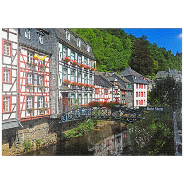 Darstellung des Puzzle Motivs puzzleplate Fachwerkhäuser an der Rur, Monschau 1000 Puzzle