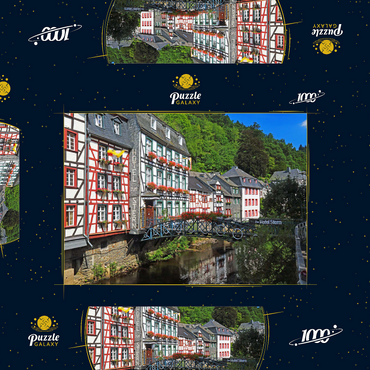 Darstellung des Puzzle Motivs Fachwerkhäuser an der Rur, Monschau 1000 Puzzle Schachtel 3D Modell