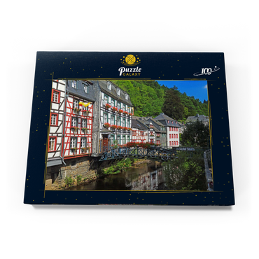 Darstellung des Puzzle Motivs Fachwerkhäuser an der Rur, Monschau 100 Puzzle Schachtel Ansicht3