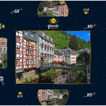 Darstellung des Puzzle Motivs Fachwerkhäuser an der Rur, Monschau 100 Puzzle Schachtel 3D Modell