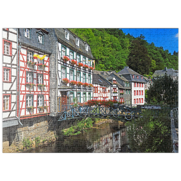 Darstellung des Puzzle Motivs puzzleplate Fachwerkhäuser an der Rur, Monschau 500 Puzzle