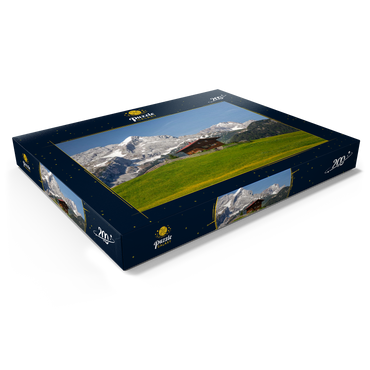 Darstellung des Puzzle Motivs Am Eckbauer (1236m) gegen Alpspitze (2628m) und Zugspitze (2962m), Garmisch-Partenkirchen 200 Puzzle Schachtel Ansicht1