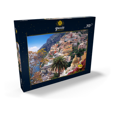 Darstellung des Puzzle Motivs Blick auf den Strand und Ort Positano, Halbinsel von Sorrent, Italien 200 Puzzle Schachtel Ansicht2
