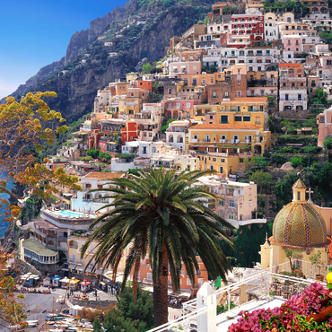 Darstellung des Puzzle Motivs Blick auf den Strand und Ort Positano, Halbinsel von Sorrent, Italien 200 Puzzle 3D Modell