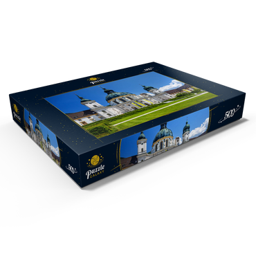 Darstellung des Puzzle Motivs Kloster Ettal in den Ammergauer Alpen 500 Puzzle Schachtel Ansicht1