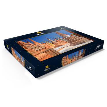 Darstellung des Puzzle Motivs Pagodenwald von Stupas der Shwe-Indein-Pagode beim Dorf Indein am Inle See, Shan Staat, Myanmar (Burma) 100 Puzzle Schachtel Ansicht1