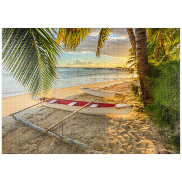 Darstellung des Puzzle Motivs puzzleplate Palmenstrand am Hotel Les Tipaniers am Hauru Point, Insel Moorea 1000 Puzzle