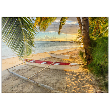 Darstellung des Puzzle Motivs puzzleplate Palmenstrand am Hotel Les Tipaniers am Hauru Point, Insel Moorea 100 Puzzle
