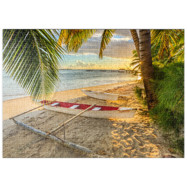 Darstellung des Puzzle Motivs puzzleplate Palmenstrand am Hotel Les Tipaniers am Hauru Point, Insel Moorea 500 Puzzle