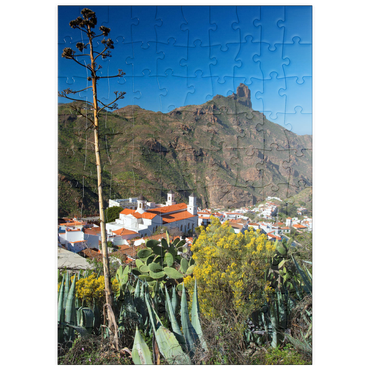 Darstellung des Puzzle Motivs puzzleplate Blick auf Tejada und zum Roque Bentayga (1404m), Gran Canaria, Kanarische Inseln, Spanien 100 Puzzle