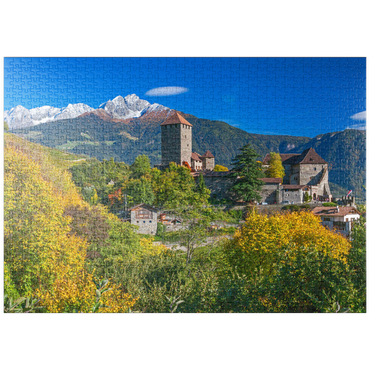 Darstellung des Puzzle Motivs puzzleplate Schloss Tirol im Dorf Tirol bei Meran, Provinz Bozen, Trentino-Südtirol, Italien 1000 Puzzle