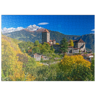 Darstellung des Puzzle Motivs puzzleplate Schloss Tirol im Dorf Tirol bei Meran, Provinz Bozen, Trentino-Südtirol, Italien 500 Puzzle