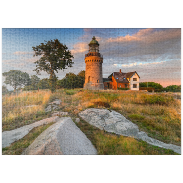 Darstellung des Puzzle Motivs puzzleplate Abend am Hammeren Fyr Leuchtturm bei Sandvig 1000 Puzzle