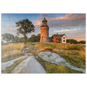 Darstellung des Puzzle Motivs puzzleplate Abend am Hammeren Fyr Leuchtturm bei Sandvig 100 Puzzle